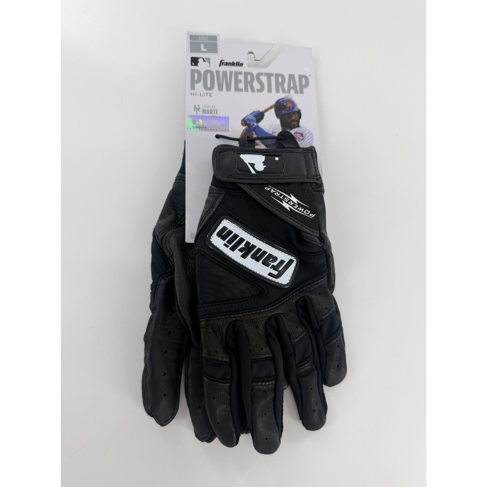 Franklin Powerstrap Hi-Lite Batting Gloves Black White Adult Size M Medium New